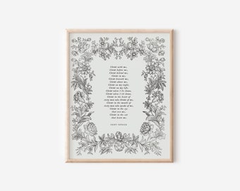 Saint Patrick's Prayer, Historical Prayer, Vintage Floral Print, Christ with Me, Christ before Me, Saint Patrick's Day Prayer