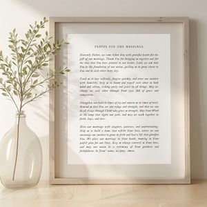 Regalo para recién casados, Oración por nuestro matrimonio, Regalo de boda cristiano, Regalo para el cónyuge, Regalo de boda