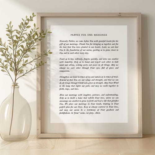 Gift for Newlyweds, Prayer for our Marriage, Christian Wedding Gift, Gift for Spouse, Wedding Gift