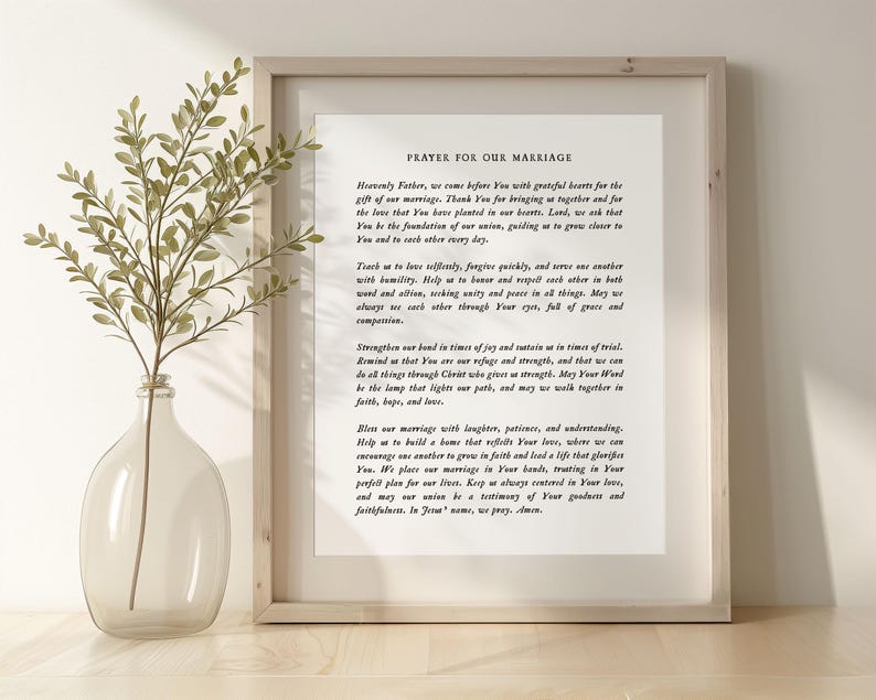 Gift for Newlyweds, Prayer for our Marriage, Christian Wedding Gift, Gift for Spouse, Wedding Gift