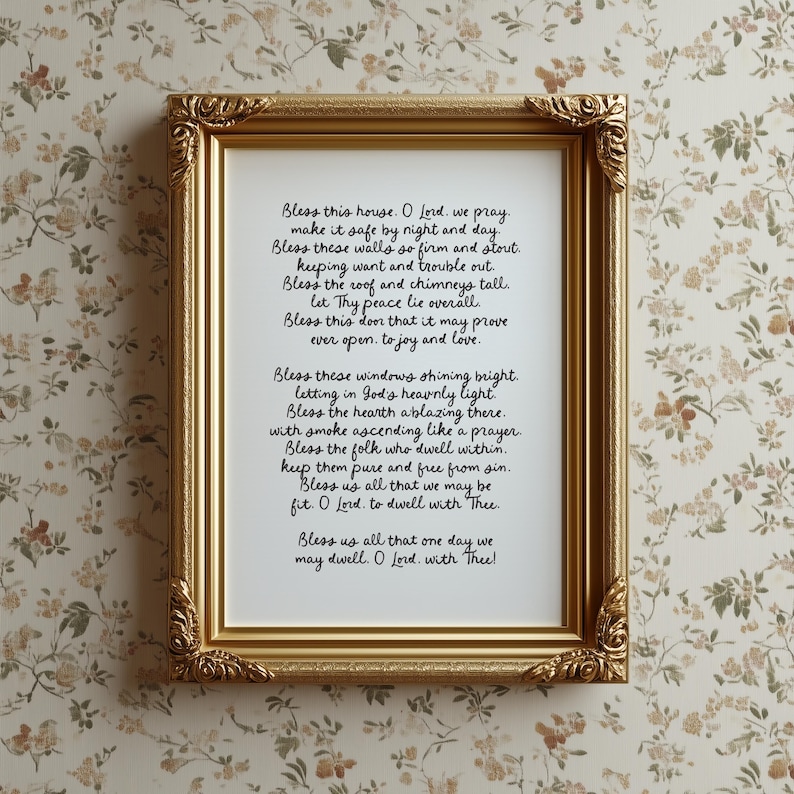 Bless this House O Lord we Pray, House Blessing, New Home Prayer House Warming Gift, Rustic Farmhouse, Farm Cottage