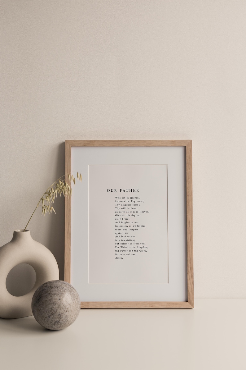 The Lord's Prayer, Our Father who Art in Heaven, Christian Prayer Print, On Earth as it is in Heaven, Jesus Prayer Art
