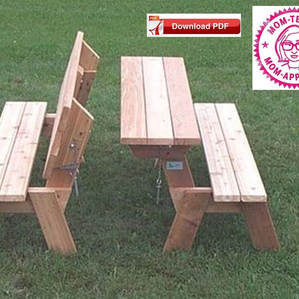 Folding Picnic Table Plan/Folding Bench Plan/Combo Picnic Table-Bench Plan/Porch bench plan/Picnic Table Table Plan/PDF plan/Wood pattern