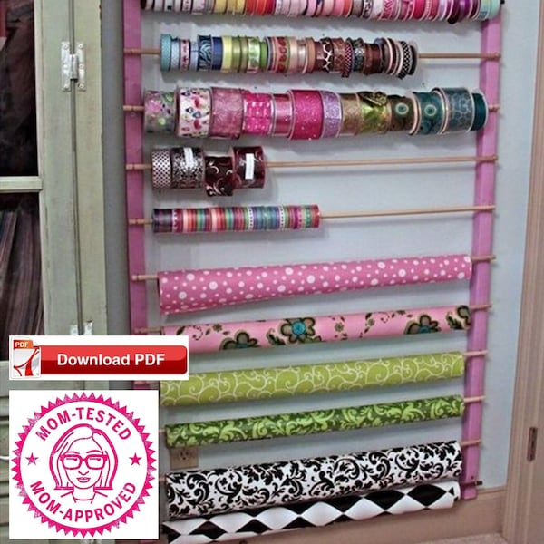 Craft room organizer plan/ribbon holder plan/wrapping paper holder plan/crafting organizer plan/crafting rack plan/craft organizer plan/pdf