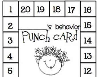 Punch card download/Behavior Punch card pdf/downloadable bahavior punch card/reward punch card pdf/punch card pdf/kids punch card pdf/pdf
