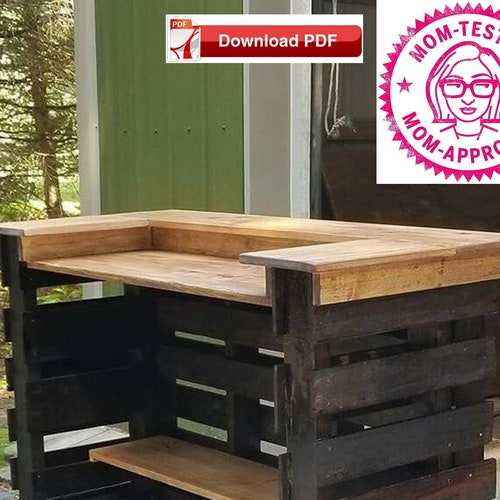 Pool Bar Plan Pallet Wood Rustic Pool Bar Plan Pallet Wood, Pallet Bar Table Dimensions
