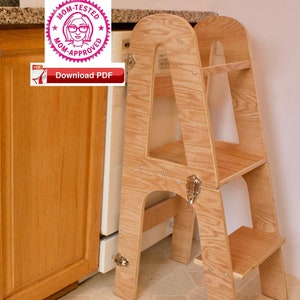 kitchen Tower Plan/Toddler tower Desk Combo Plan/Montessori Kitchen step-Desk Combo Plan/PDF Plan/Wood Plan/Kid Stool plan/kids desk pdf