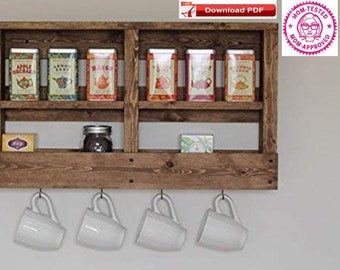 Tea Cup Rack Plan/Tea Shelf Plan/Bar Shelf Plan/Kitchen Shelf Plan/Kitchen Rack Plan/Bar Rack Plan/Tea Cup Holder Plan/PDF Plan/Wood Pattern