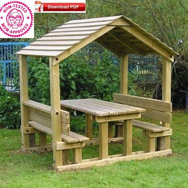 Piano tavolo da picnic coperto/piano gazebo/piano padiglione/piano rifugio/piano tavolo da picnic/piano pdf/piano tavolo patio/piano tavolo da picnic 2 in 1/pdf