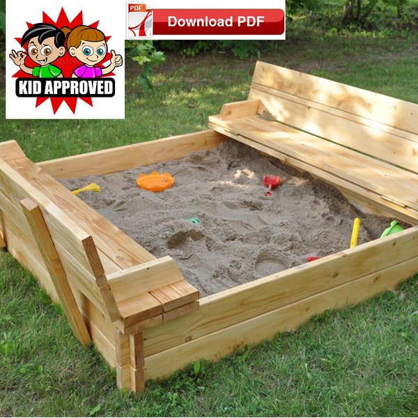 playground plan/Sandbox plan/Sand box plan/Sandbox with bench plan/outdoor playground equipment plan/Kids sandbox plan/bench plan/pdf plan