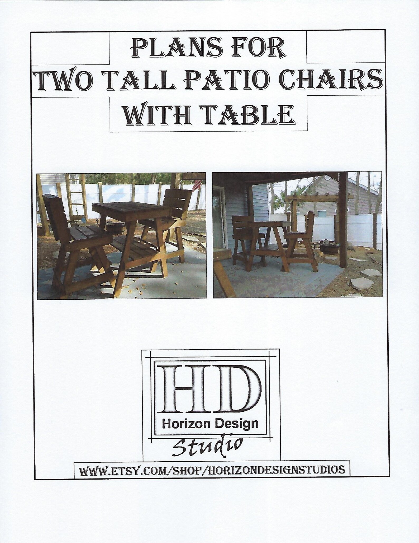 Patio Chairs and Table Plans/porch Table and Chair Etsy