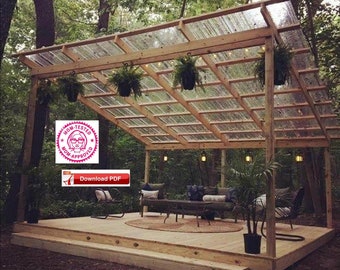 Covered Deck Plan/Covered Patio Plan/Covered Shelter Plan/Covered Veranda Plan/Grill Shelter Plan/Deck Plan/Wood Deck Plan/Pavilion Plan/bbq