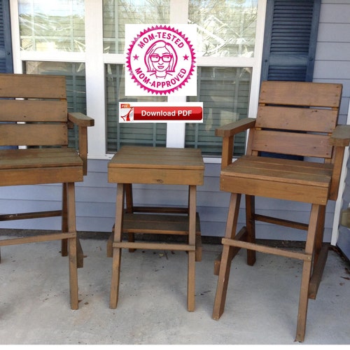 Patio Chairs and Table Plans/porch Table and Chair Etsy