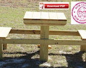 Picnic Table for Two plan/outdoor table plan/picnic table plan/compact picnic table plan/park picnic table plan/yard table plan/camper plan