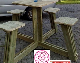 Picnic Table Plan/Modern design Table plan/4 seat high top picnic table plan/wood picnic table plan/eating table/outdoor table plan/pdf/diy