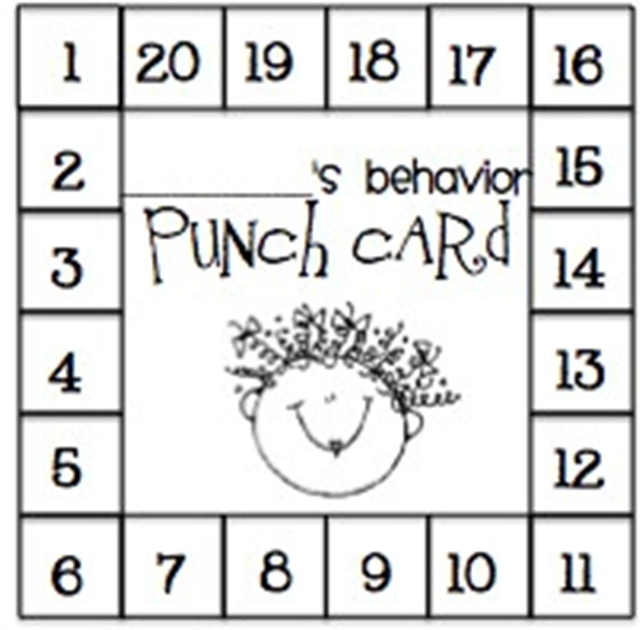 Punch card download/Behavior Punch card pdf/downloadable Etsy