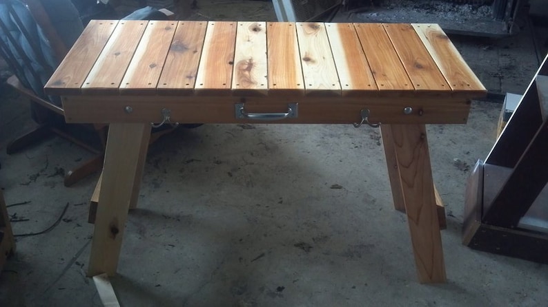 Folding Wood Grill Table Plan Potting Camping Craft Rv Plant Diy Pdf