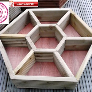 Wabenplan/Holzpflanztoplan/Geteilter Pflanzplan/Kräutergartenplan/Outdoor Planter Plan/PDF Plan/Erhöhter Planter Plan/Wood Box pl