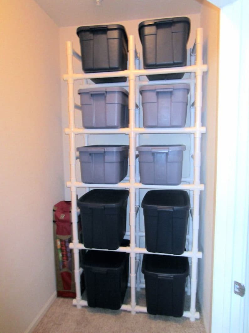 Space saver plan/Dorm storage plan/Pvc pipe closet organizer plan/craft tote stand plan/storage plan/totes storage plan/pvc pdf/pdf plan/pdf image 1