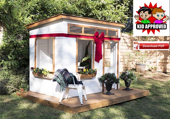 Playhouse Plan Outdoor Playhouse Plan Wood Playhouse Etsy
