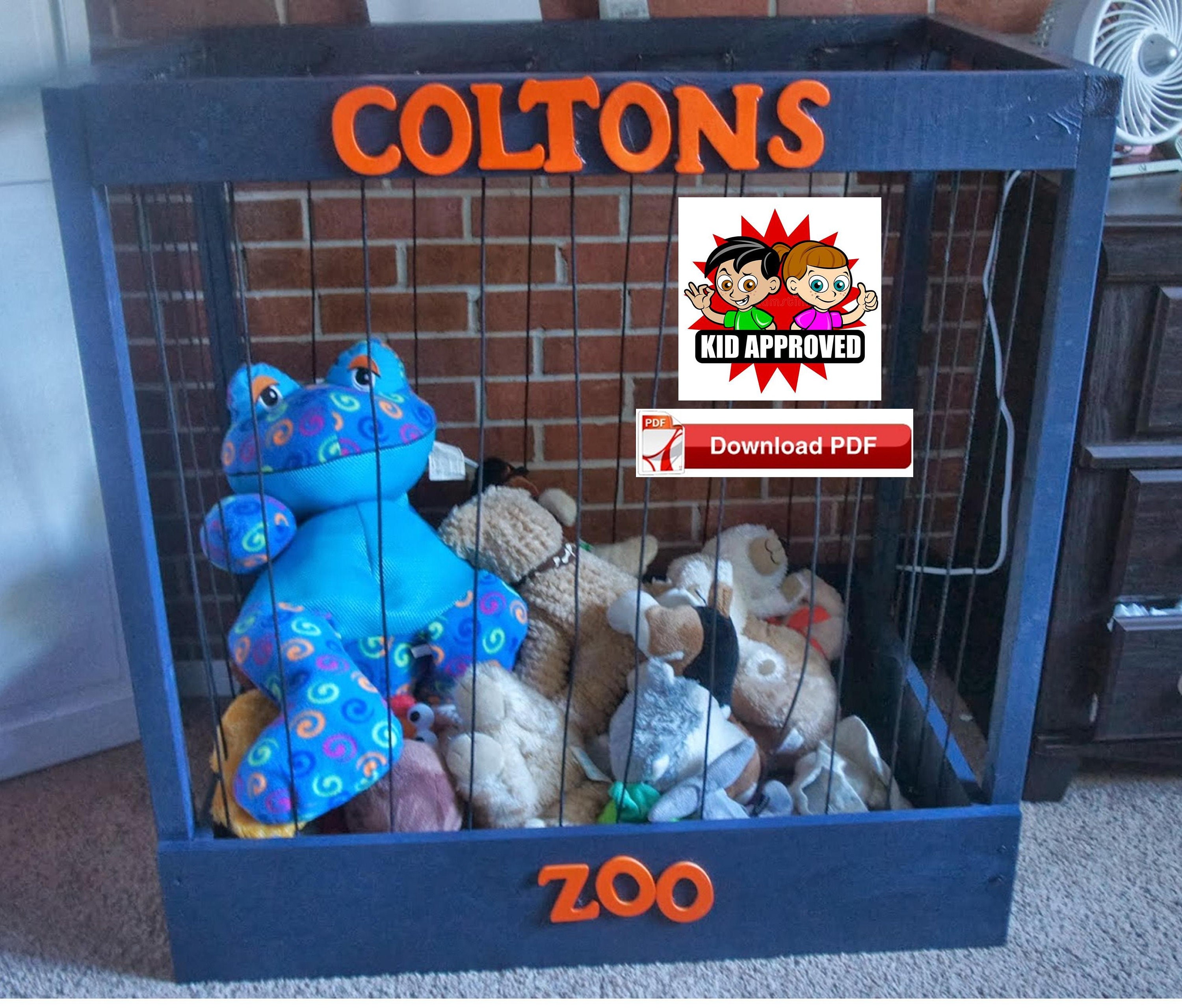 Eniffbaa Stuffed Animal Zoo Stuffed Animal Storage Wood Soft Toy Shelf  Nursery Room Organizer Zoo Cage