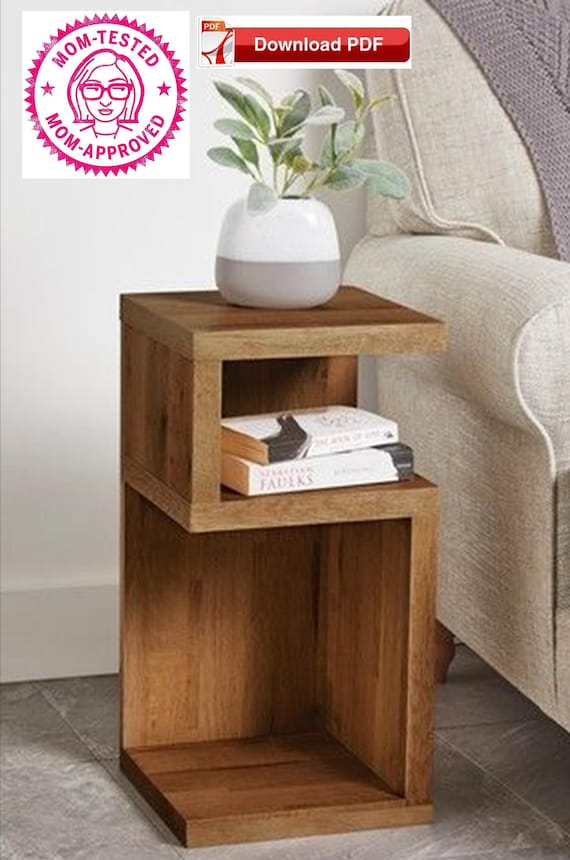 End Table Plan Sofa Book Stand Rustic Flower Lamp Wood Pattern Pdf
