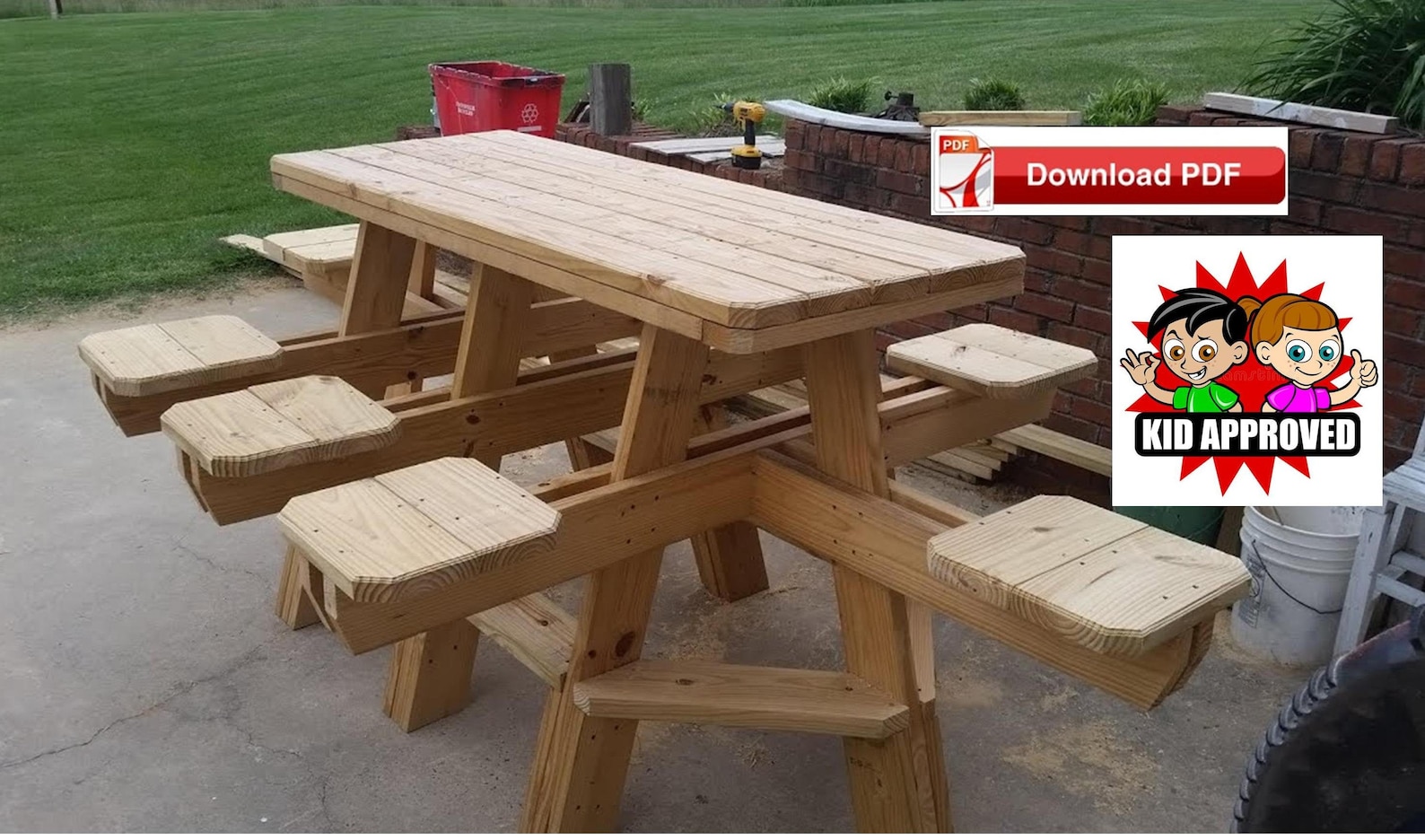 Picnic Table Plan/outdoor Table Plan/kids Table Plan/play Etsy