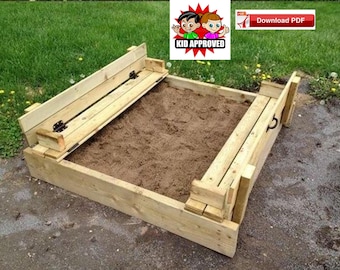 sandbox plan/kids play sand box plan/childs sandbox plan/covered sandbox plan/sandbox bench plan/wood pattern/pdf pattern/wood project/pdf