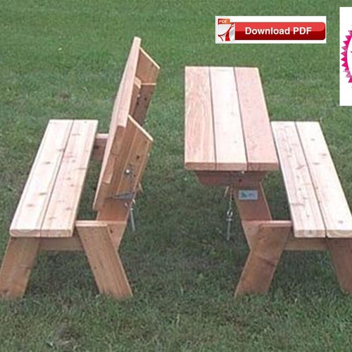 Folding Picnic Table Plan/folding Bench Picnic Etsy