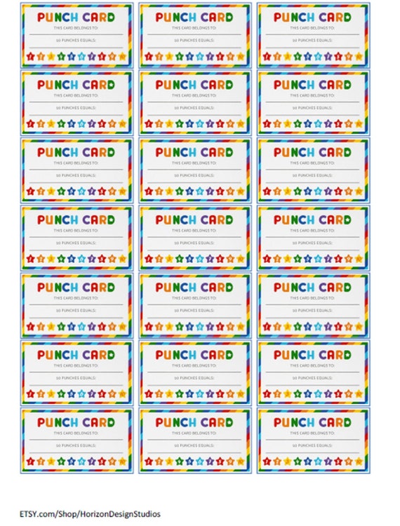 Punch Cards for Kids Happy Face Punch Cards Printable Punch Cards