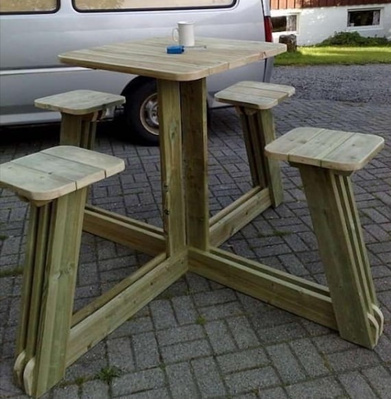 Picnic Table Plan modern Design Table Plan 4 Seat High Top Picnic Table Plan wood Picnic Table Plan eating Table outdoor Table Plan pdf diy Etsy