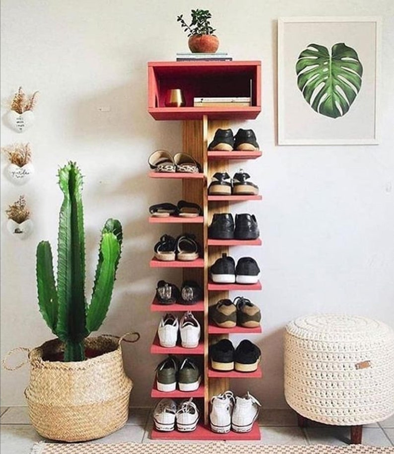 Shoe Rack Plan/Shoe Tower Plan/shoe shelf plan/shoe organizer plan/wood shoe rack plan/rustic shelf plan/boot rack plan/pdf pattern/wood pdf image 2