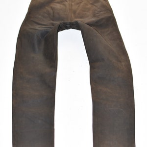 Vintage Men's Real Leather Motorcycle Biker Brown Trousers Pants Size W30 L33 image 6