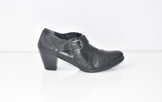 Vintage Black Genuine Leather LA BELLE Ankle Boots Zip Casual Women/'s Riding Boots Booties Size UK4 EU37 US6