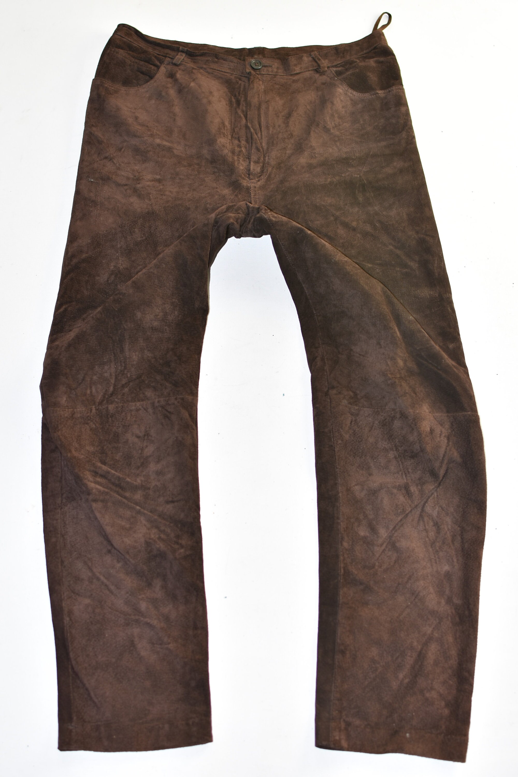 Image of Vintage Brown Real Leather H.maser Biker Motorcycle Men's Pants Trousers Size M W33" L29"