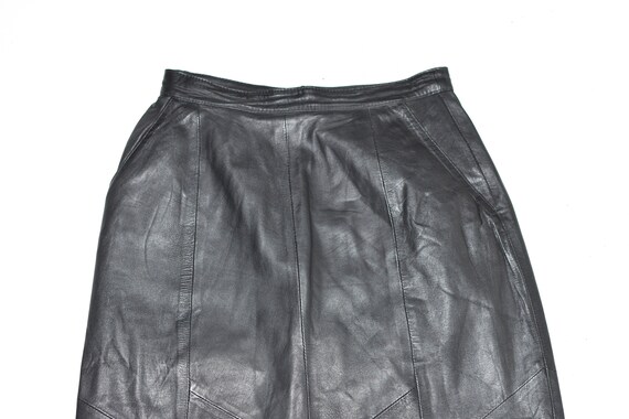 Vintage Black Real Leather Pockets Straight Penci… - image 5