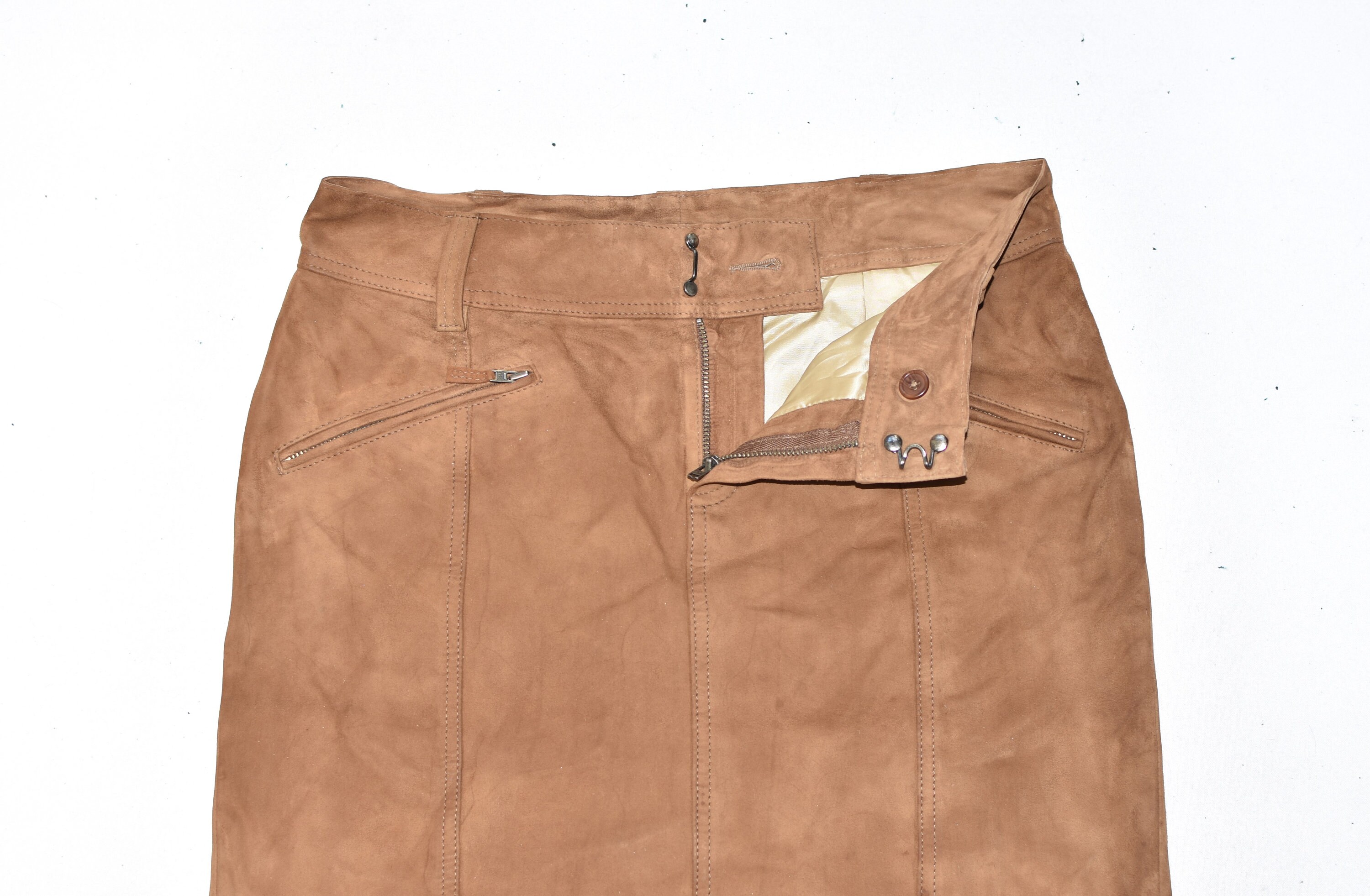 Massimo dutti brown leather cheap skirt