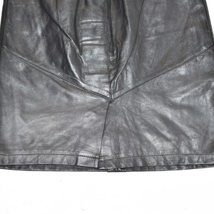 Vintage Black Real Leather BARDEHLE Straight Pencil Knee Length Skirt Size UK8 W27 image 8