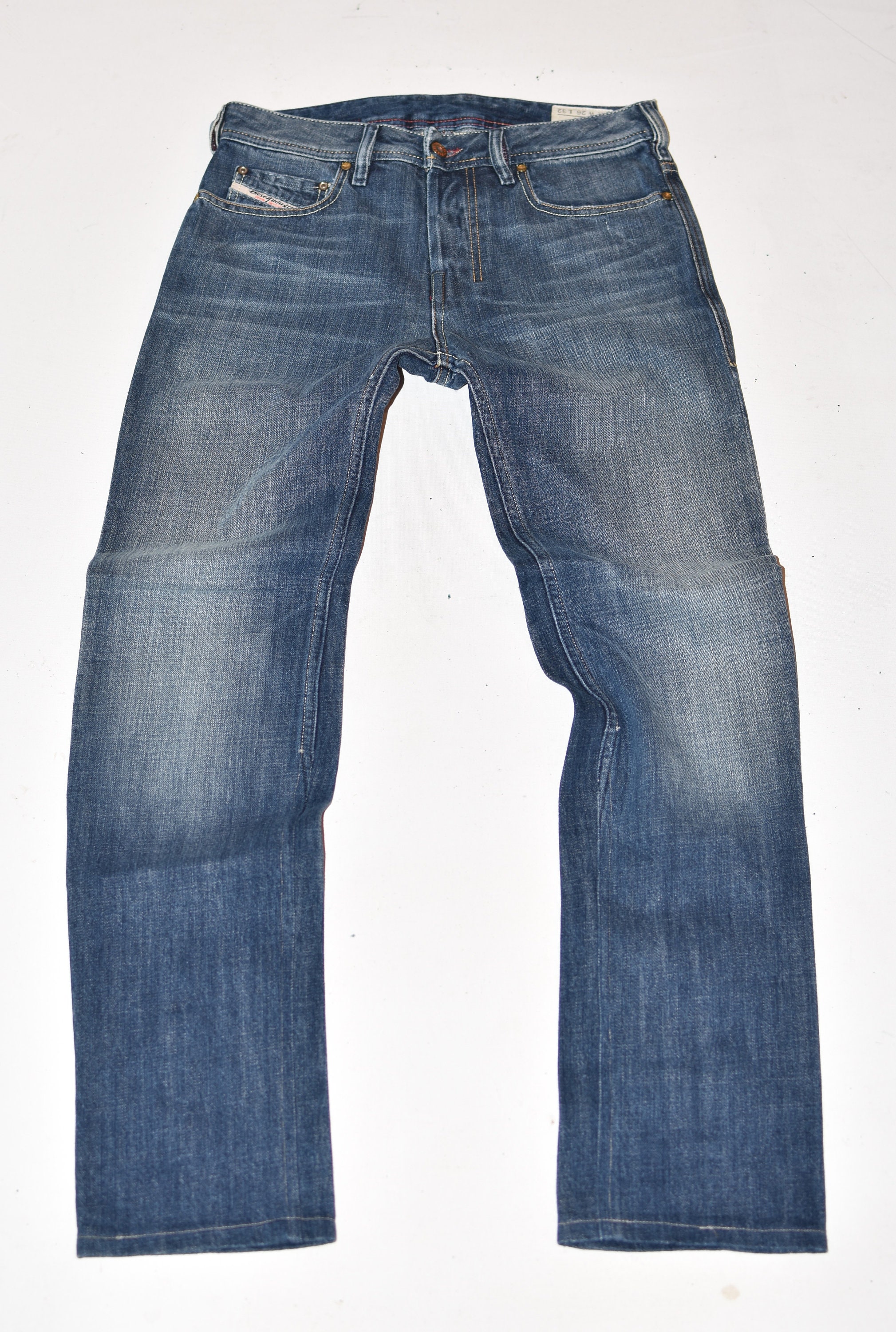 Image of Blue Denim Diesel Zathan Straight Leg Stonewashed Men's Jeans Size 26 L31"