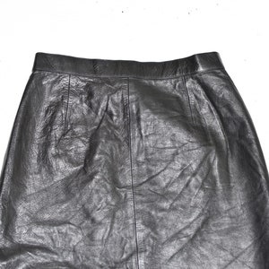 Vintage Women's Real Leather Straight Pencil Knee Length Black Skirt Size UK6 W25 image 5