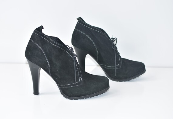 Vintage Black Genuine Leather AVANT PREMIERE Ankle Boots High - Etsy
