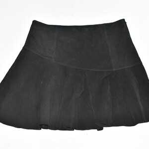 Vintage Black Real Leather HALLHUBER trumpet Knee Length Skirt Size W33 L19 image 3
