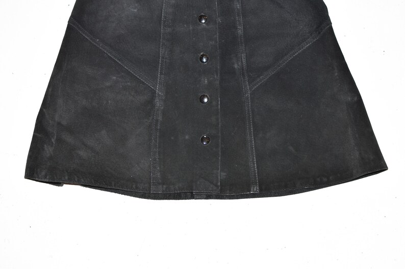 Vintage Black Real Leather ATTENTION Straight Pencil Short Length Skirt Size W27 L16 image 5