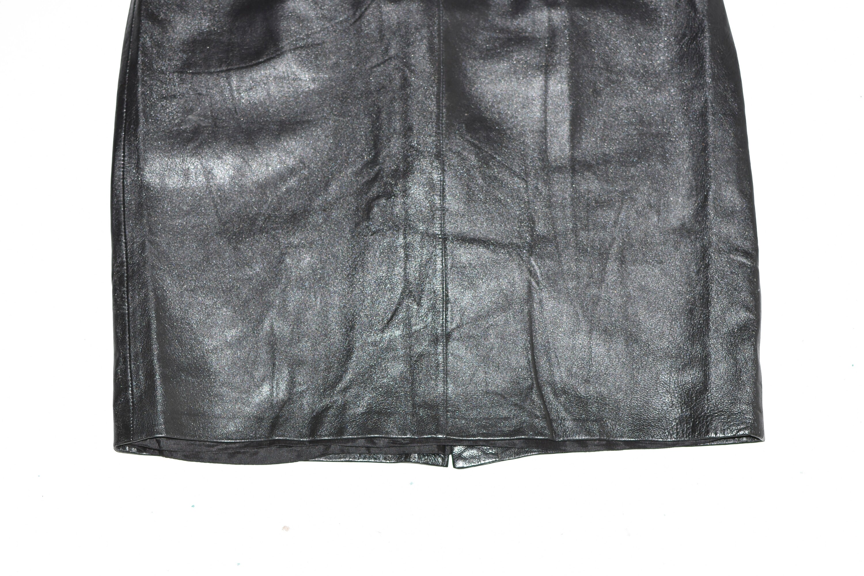 Vintage Black Real Leather MADELEINE Straight Pencil Knee Length Skirt Size UK12 W30 Etsy UK