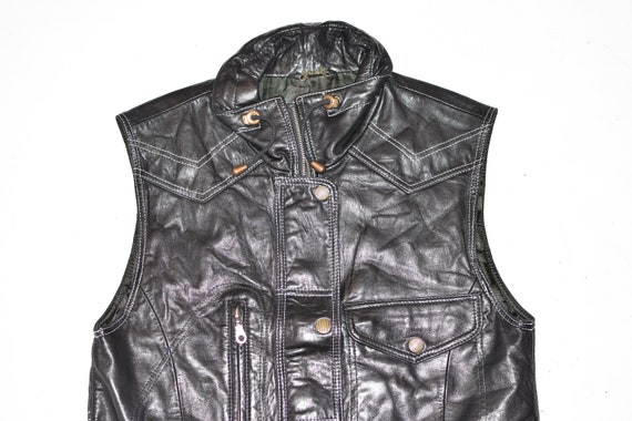 Vintage Black Real Leather DINO'Z Biker Motorcycl… - image 4