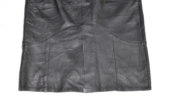 Vintage Black Real Leather Straight Pencil Midi L… - image 8