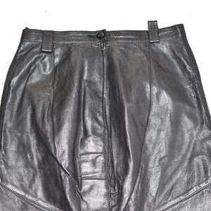 Vintage Black Real Leather BARDEHLE Straight Pencil Knee Length Skirt Size UK8 W27 image 7