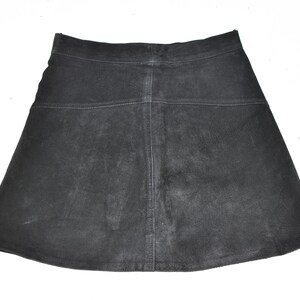 Vintage Black Real Leather ATTENTION Straight Pencil Short Length Skirt Size W27 L16 image 6