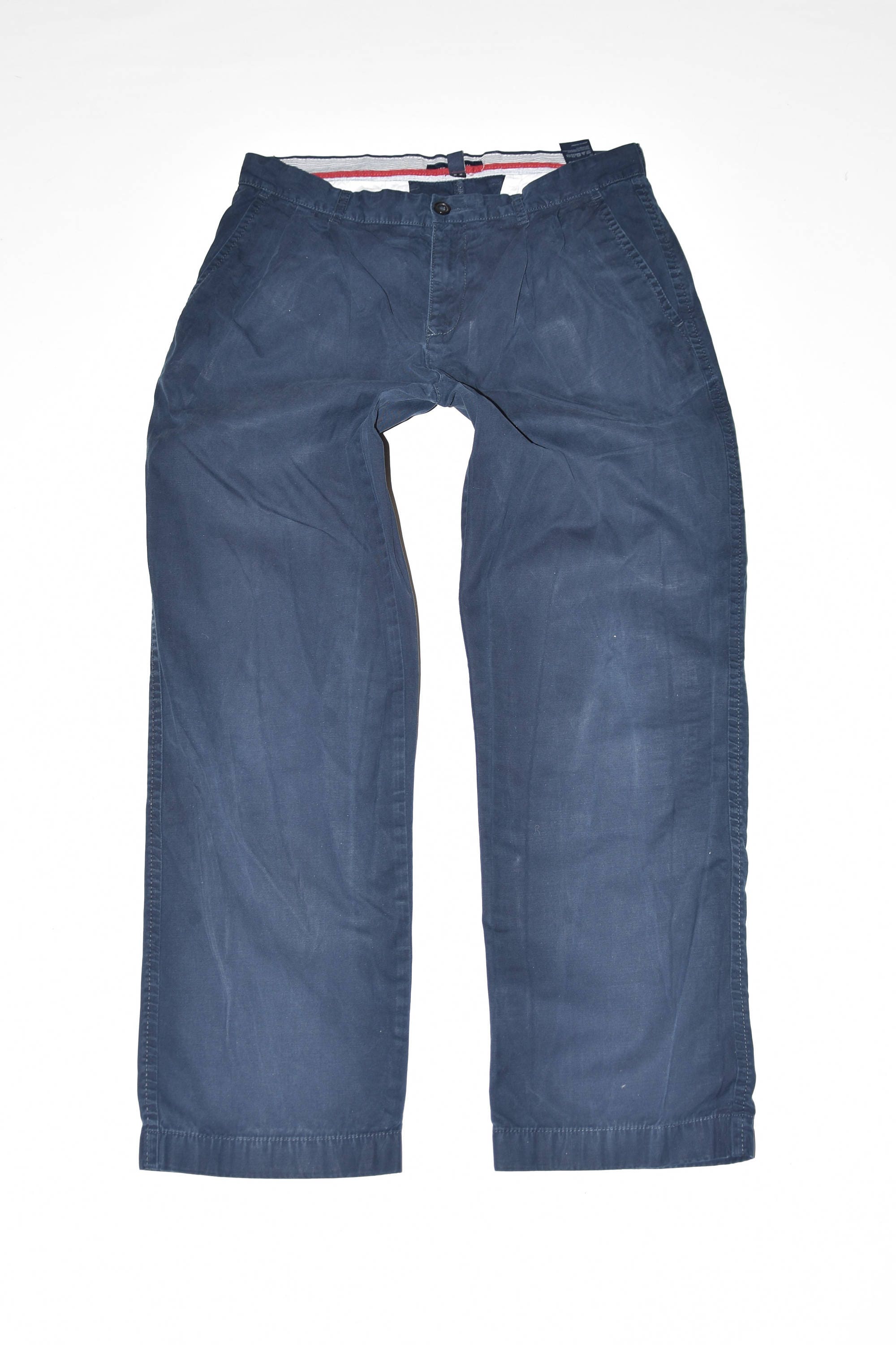 Image of Vintage Blue Cotton Tommy Hilfiger Straight Leg Tailored Men's Trousers Pants Size W34" L30"