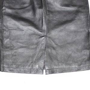 Vintage Black Real Leather ZIGGA Straight Pencil Knee Length Skirt Size UK12 W32 image 8